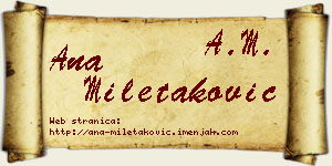 Ana Miletaković vizit kartica
